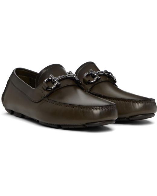 Flâneurs De Conduite Kaki À Ferrure Gancini Ferragamo pour homme en coloris Black