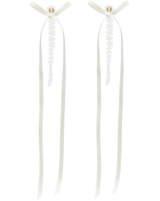 Simone Rocha Off-white Bow Ribbon Drip Earrings