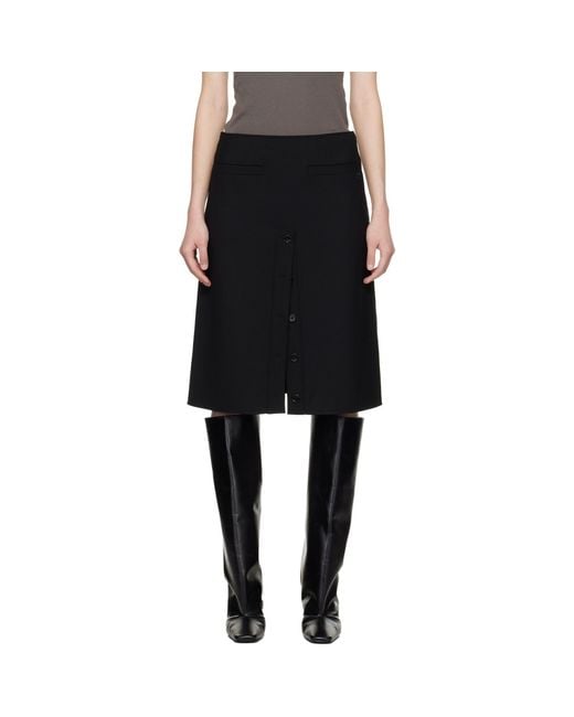 Courreges Black Buttoned Midi Skirt