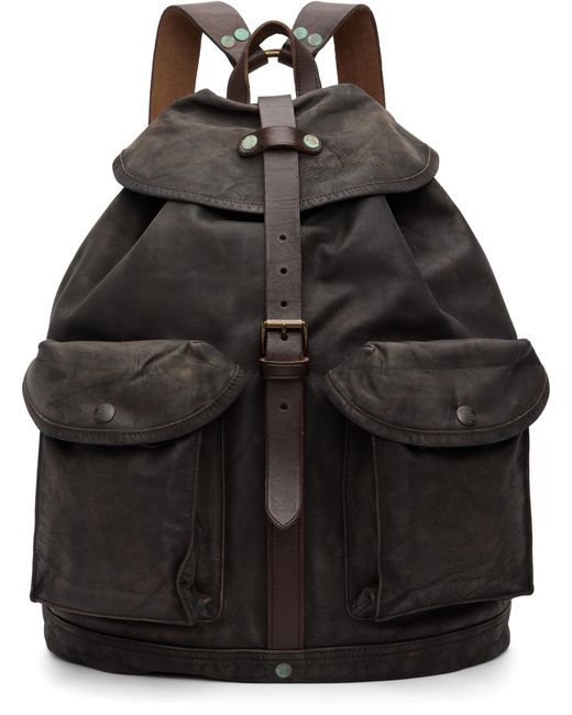 RRL Black Leather Rucksack for men