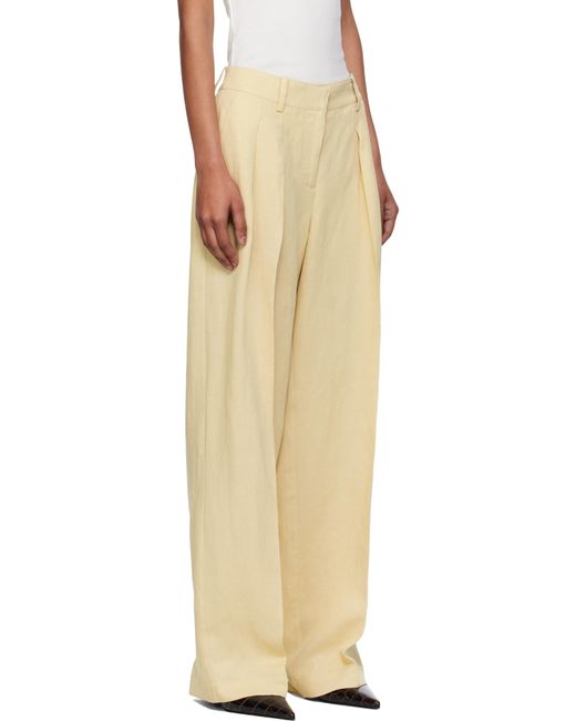 Frankie Shop Natural Daytona Pleated Linen Trousers
