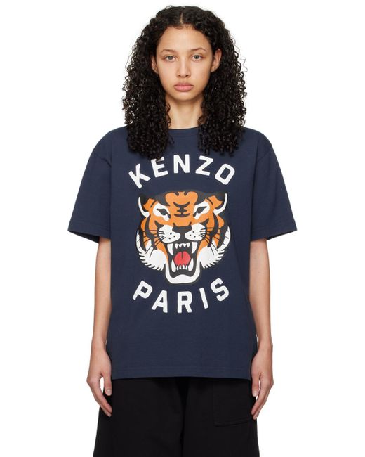 KENZO Navy Paris Lucky Tiger T shirt in Black Lyst UK