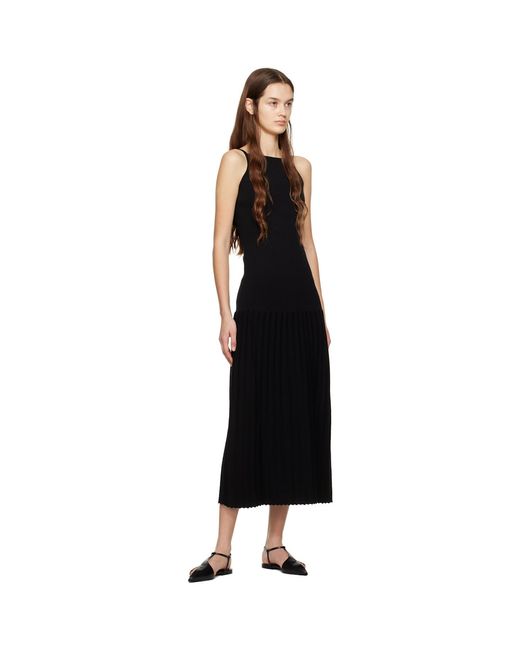 Wynn Hamlyn Black Accordion Slip Maxi Dress