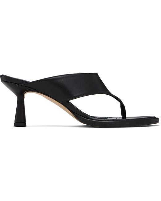 Aeyde Black Olenna Thong Heeled Sandals