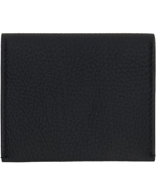 Zegna Black Foldable Leather Card Holder for men