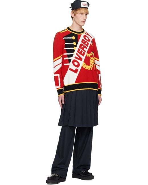 Pantalon Ample Bleu Marine À Empiècement De Style Jupe Charles Jeffrey pour homme en coloris Black