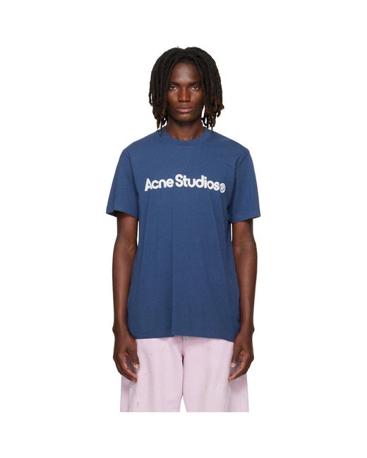 Acne Blue Graphic T-Shirt for men