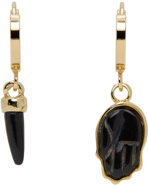 Isabel Marant Black Gold Mismatched Earrings