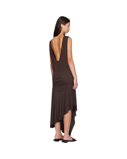 Alaïa Brown Backless Jersey Crepe Midi Dress