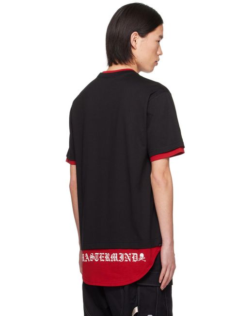 メンズ Mastermind Japan &レッド レイヤード Tシャツ Black