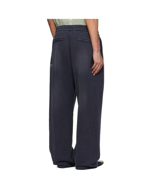 Wooyoungmi Blue One-Tuck Dyed Cotton Sweatpants for men