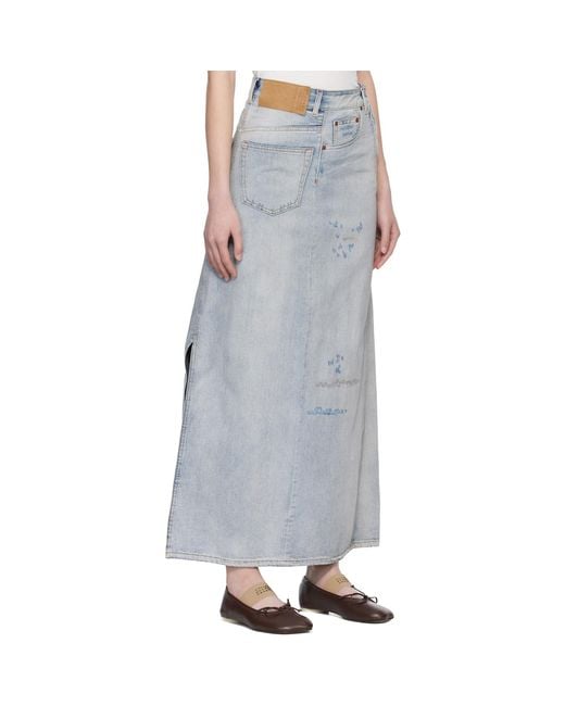 MM6 by Maison Margiela Black Distressed Denim Maxi Skirt