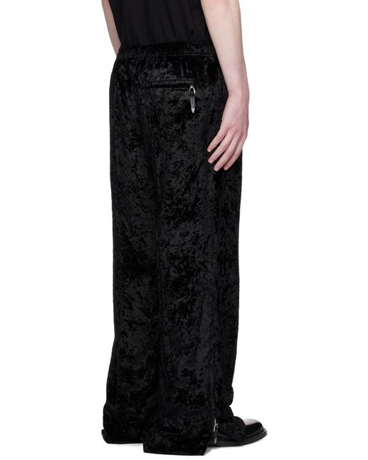 メンズ Toga Virilis ブラック クラッシュベルベット トラウザーズ Black