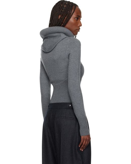 Alaïa Black Sculptural Hood Ribbed Knit Turtleneck