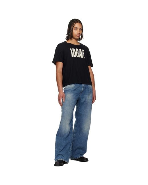R13 Black 'I Don'T Give A F' Relaxed T-Shirt for men