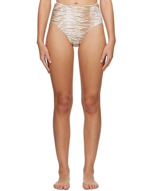 Culotte de bikini à motif graphique imprimé Ganni en coloris White