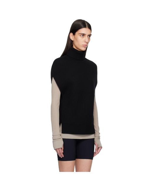 Totême  Black Double-Knit Cape Turtleneck