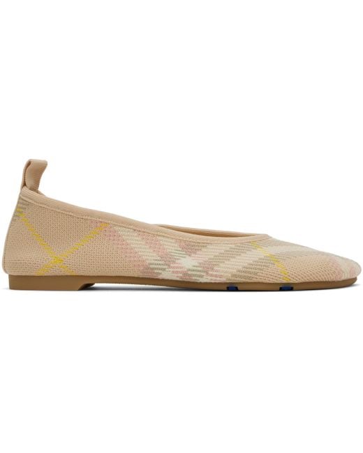 Burberry Pink Ballet Flats With Check Pattern