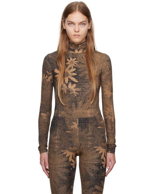 MM6 by Maison Margiela Brown Tan & Black Printed Bodysuit