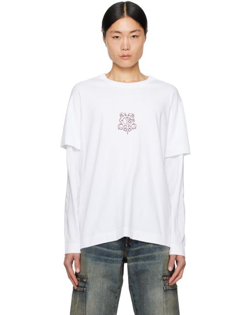 メンズ Givenchy ホワイト レイヤード 長袖tシャツ White
