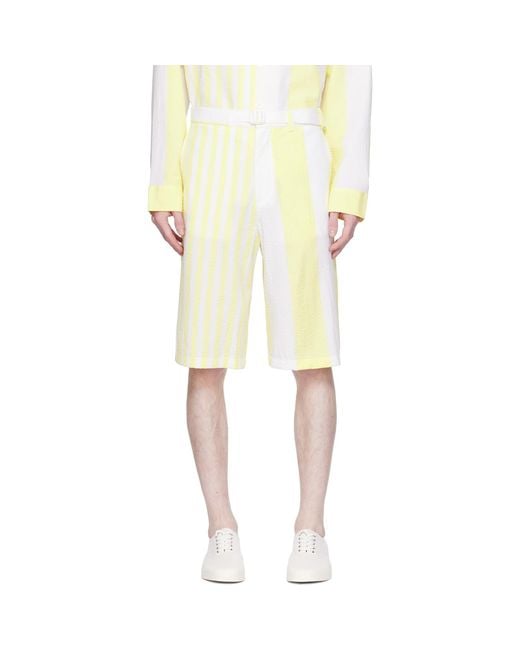 Maison Kitsuné Natural White & Yellow Hotel Olympia Edition Poolside Shorts for men