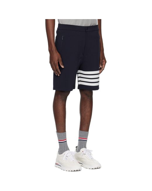 Thom Browne Blue Mid Thigh 4 Bar Shorts for men