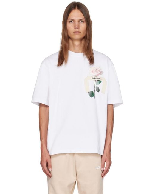 Jacquemus White Le Chouchou 'le T-shirt Rose' T-shirt for men