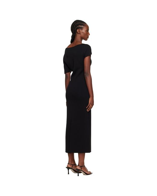 Rohe Black Asymmetrical Knitted Midi Dress