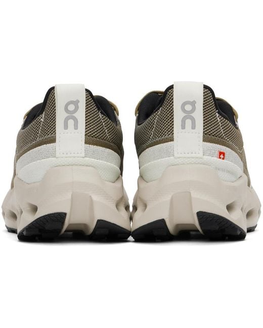 On Shoes Black Khaki Cloudsurfer Trail Sneakers