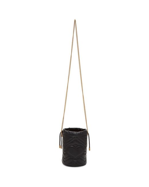 Gucci Black Mini GG Marmont 2.0 Bucket Bag in Black - Lyst