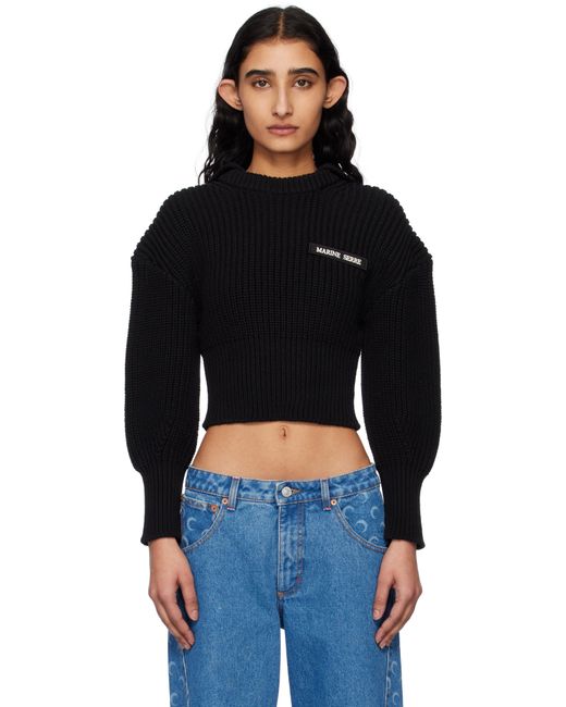 MARINE SERRE ブラック Half Cardigan Knit Sailor セーター Black