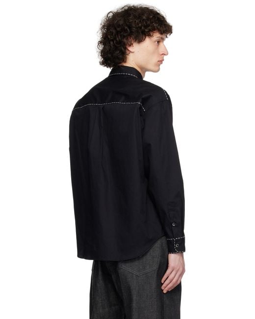 メンズ Neighborhood ブラック Ls ハンドステッチ シャツ Black