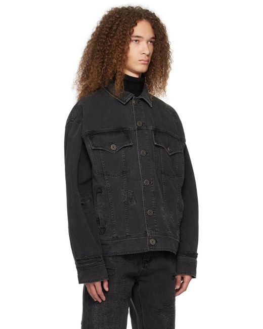 Balmain Black Distressed Denim Jacket for men