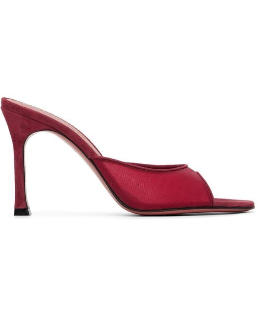 AMINA MUADDI Red Alexa 95 Mesh Slipper Heeled Sandals