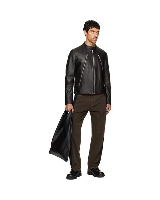 Maison Margiela Black 5-Zip Leather Jacket for men