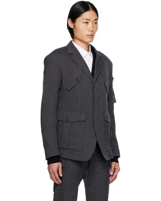 メンズ DSquared² Dsqua2 グレー Uniform テーラードジャケット Black