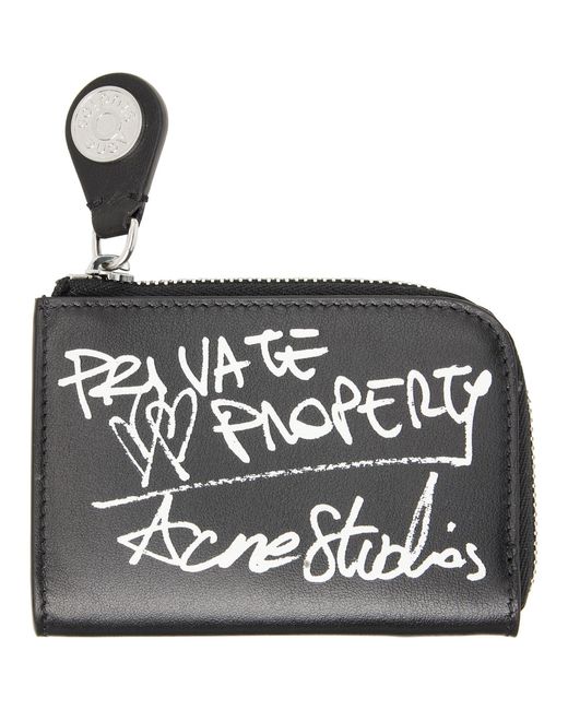 Acne Black Compact Zip Wallet for men