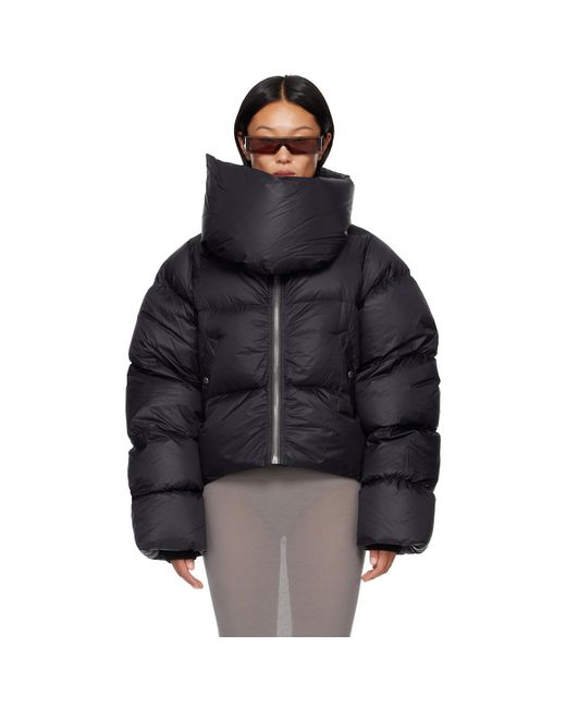 Rick Owens Black Tower Funnel Neck Down Jacket