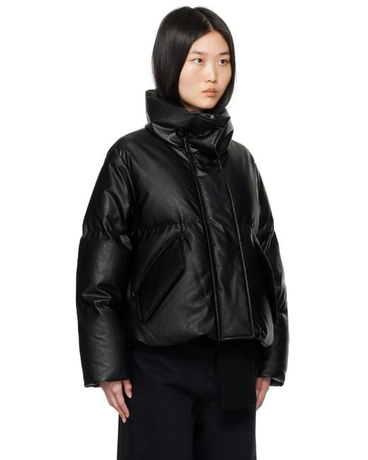 MM6 by Maison Martin Margiela Black Quilted Faux-Leather Down Jacket