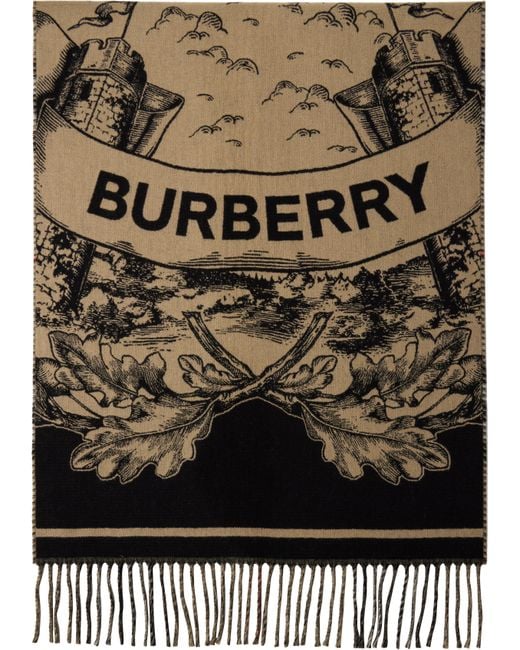 Burberry Gray Wide Reversible Ekd Cashmere Scarf