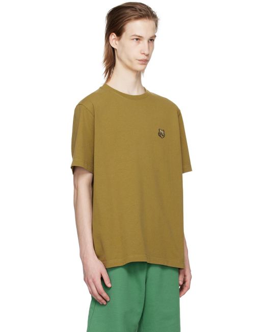 メンズ Maison Kitsuné カーキ ボールド フォックスヘッド Tシャツ Green