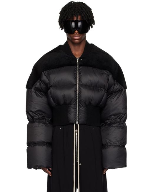 Rick Owens Black Flight Shearling Down Jacket for Men | Lyst
