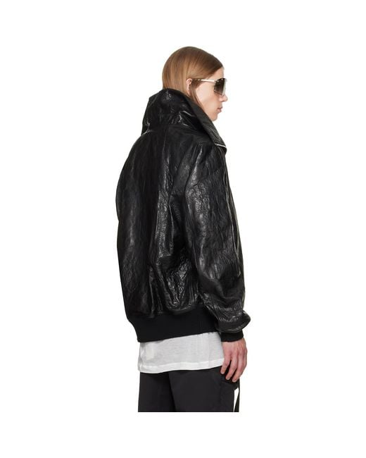 Rick Owens Black Tower Dracuflight Leather Jacket for men