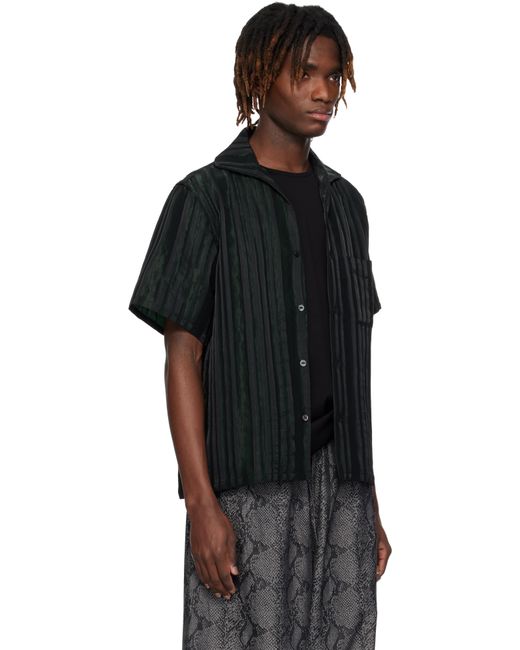 Chemise Noir Et Vert À Col Italien Needles pour homme en coloris Black