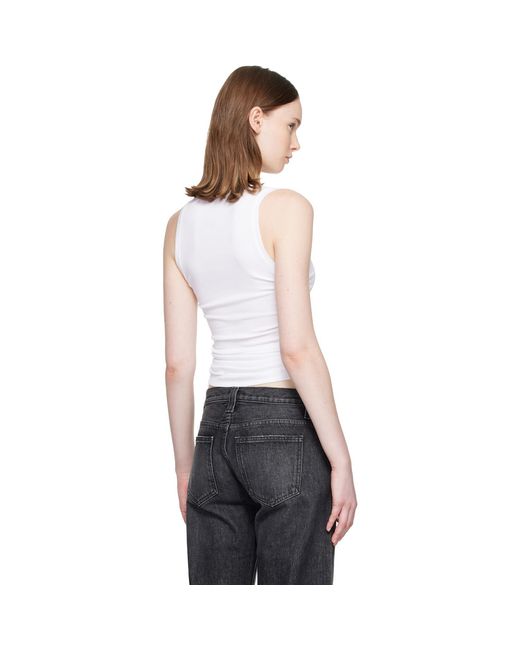 Balmain White Jersey Draped Top