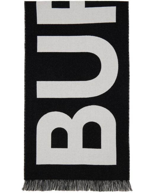 Écharpe noir et gris en laine à logos en tissu jacquard Burberry pour homme en coloris Black