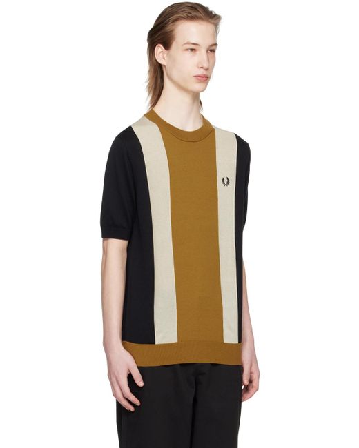 Fred Perry Black & Tan Striped T-shirt for men