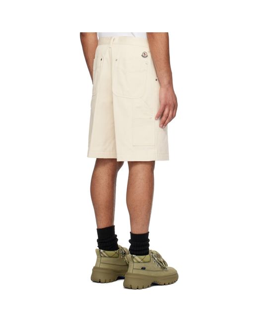 Moncler White Off- Cotton Bermuda Shorts for men
