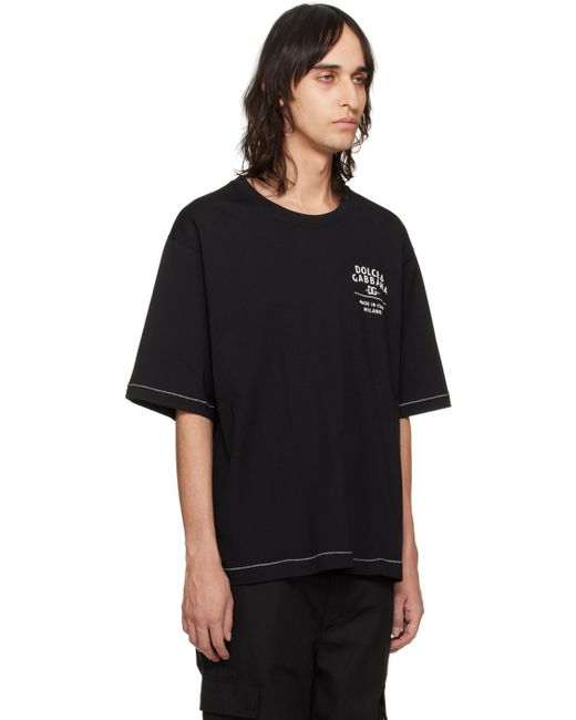 T-shirt noir à logo imprimé Dolce & Gabbana pour homme en coloris Black