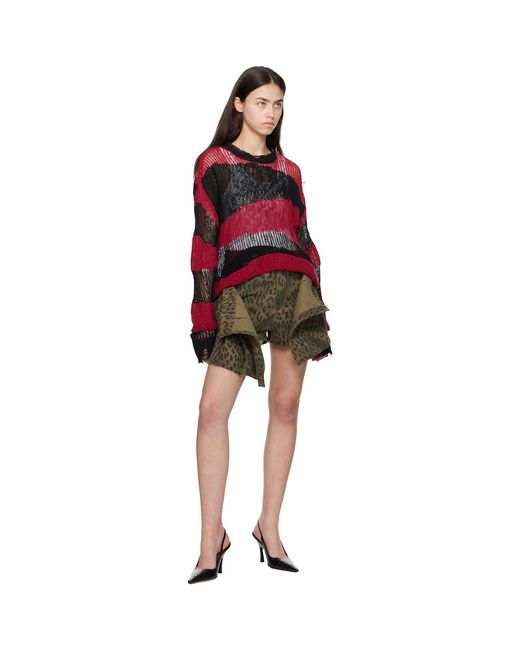 ANDERSSON BELL Black Khaki Leopard Wrap Skort